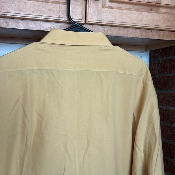 Lucasini Gold Long Sleeves Button Dress Shirt Single Needle Tailoring 22 34/35 - Picture 9 of 16